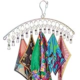 LUSHUS ~ 16 Clamp Iridescent Stainless Steel Scarf Hanger ~ Hat Organizer ~ Laundry Room Gadget ~ Cl