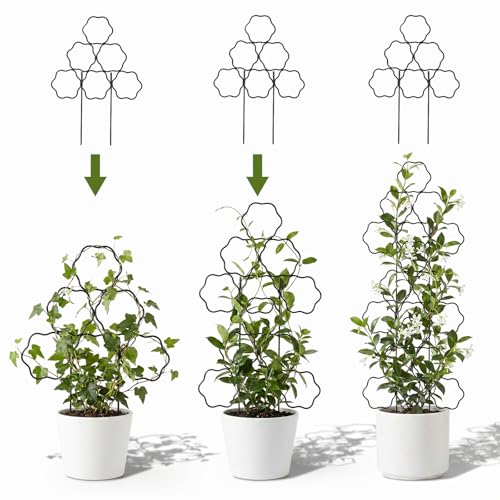 Image of ZOUTOG 9 Pack Trellis for Climbing Plants Outdoor 15 Inch,Rustproof Metal Garden Trellis for Potted Plants,Sturdy Houseplant Support Indoor Outdoor for Ivy Pothos Monstera Hoya Flower Vine (Flower)