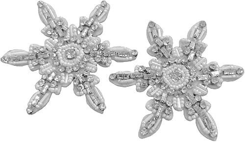 Exceart 2 parches de copo de nieve para planchar con cuentas de diamantes de imitación, para coser ropa de manualidades, para manualidades,