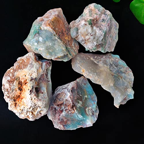 Image of Aquaprase Crystal Raw for Meditation & Reiki (1 Kg) | Natural Gemstone for Emotional Healing & Communication | Decorative Crystal Showpieces for Vastu Home Decor & Office Desk Decoration (3-4 Pcs)