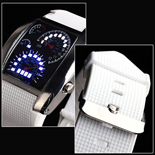 MASTOP Silicone Rubber Band Blue Binary DOT Unisex LED Wrist Watch4