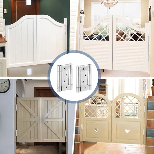 Dokeno 2 Stück Pendeltürband Türscharnier 100 mm, Edelstahl Scharniere, Schwingtür Scharnier, Pendeltürscharnier Doppelscharnier, für Pendeltür Schwingtür Holztür Gartentor Salontür Saloontür