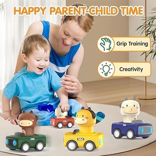 Image of ToyBharat Pressing Go Animal Car is a Multicolour Push N Go Toy with Realistic Animal Design. A Safe and Non-Toxic Kids Gift, Perfect for Indoor and Outdoor Play for Boys and Girls Aged 1-6 Years