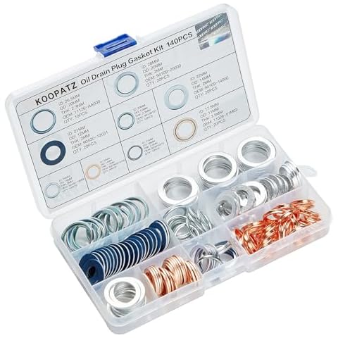 KOOPATZ Automotive Oil Drain Plug Gasket Assortment Crush Washer Kit Cover
