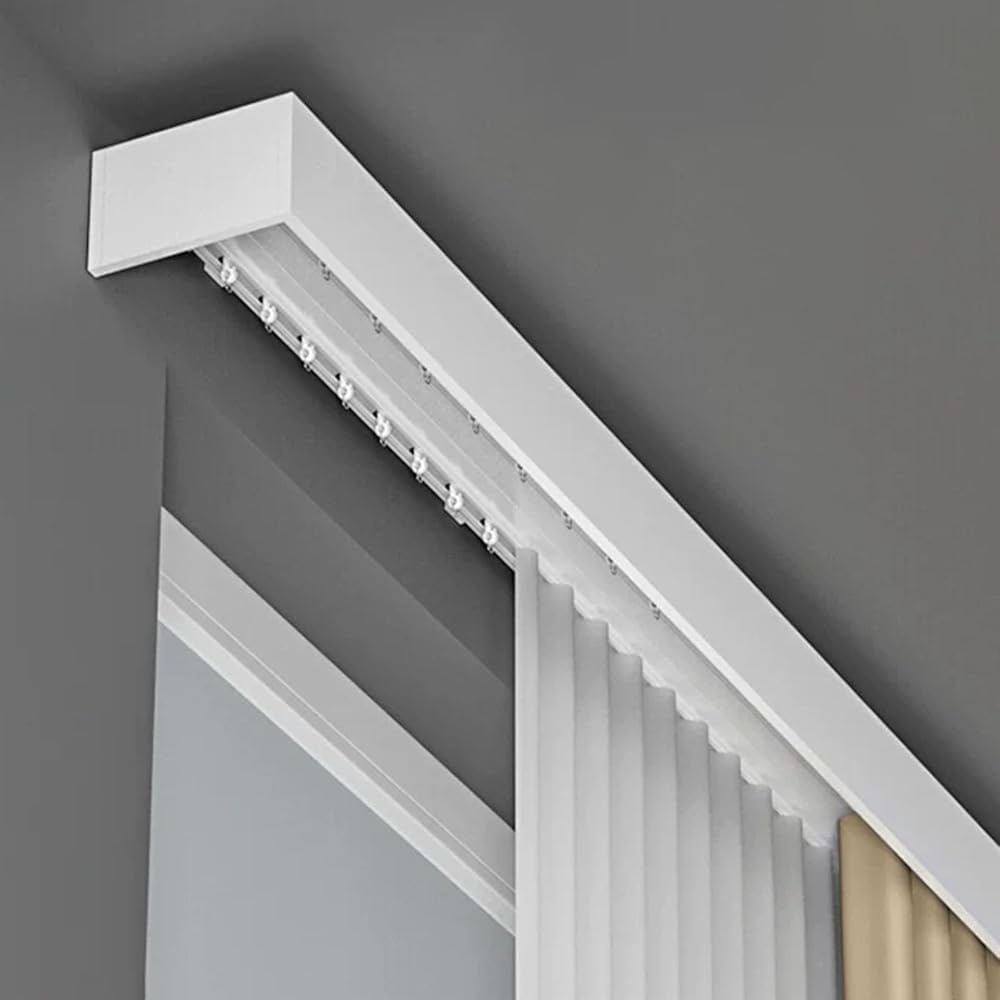 GLDYTVF Double Rails Curtain Box with Track - Modern Curtain Solution for Home & Office - Stylish Space-Saving Design (Size: 3M)