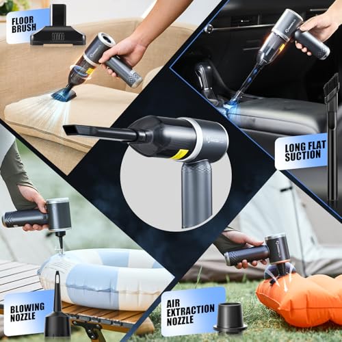 Image of SakerPlus Mini Vacuum Cleaner, 3 in 1 Cordless Handheld Vacuum Cleaner, 13000Pa High Power Car Vacuum Cleaner with Brushless Motor,Adjustable Car Vaccum Portable Cordless for Cars,Desktop-DBS03