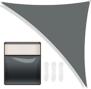 2x2x2 Meter Triangle Sun Shade Sail Canopy Awning 280gsm Polyester Waterproof Shade Sails for Outdoor Patio Garden with Free Rope(Grey)