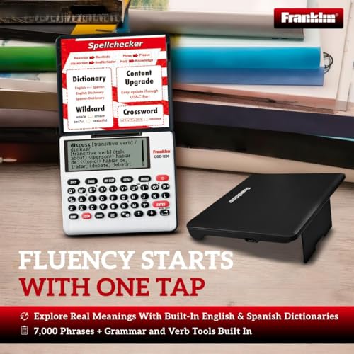 Franklin DBE-1200 Bilingual Electronic Dictionary – English-Spanish, Spanish English Digital Dictionary, Translator, Phrasebook, Spell Checker, Portable Device with LCD Screen