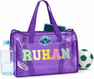 AICA Gifts Personalized Name Embroidered Letters & Patch PVC Duffle Bag for Kid (2-10 Years) (Purple) | Perfect for Travel... Price In India