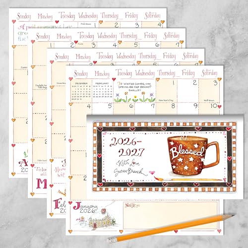 tf publishing 2026-2027 susan branch small monthly pocket planner with 2 page large calendar grid and lined notes section - 2 year pocket calendar 2026-2027 perfect for purse - 35in x 65in