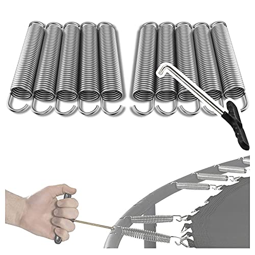 Ledph Muelle Cama Elastica, Resortes de Repuesto para Trampolín, Muelles Galvanizados de Alta Resistencia, Repuestos Camas Elásticas, con 1pcs Gancho en T de Metal para TrampolíN,13cm,10PCS