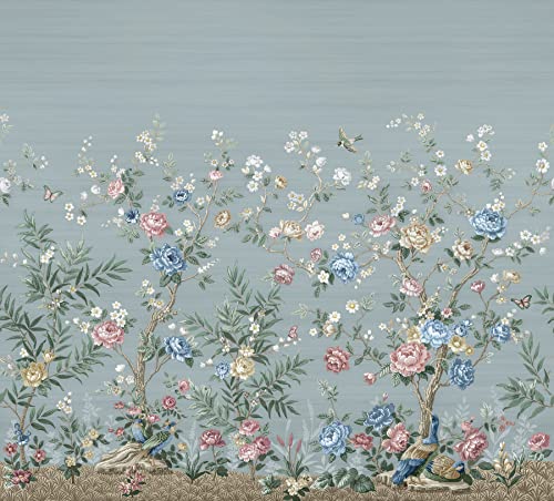 Winter Chinoiserie Robin's Egg Blue Wall Mural #TOP12