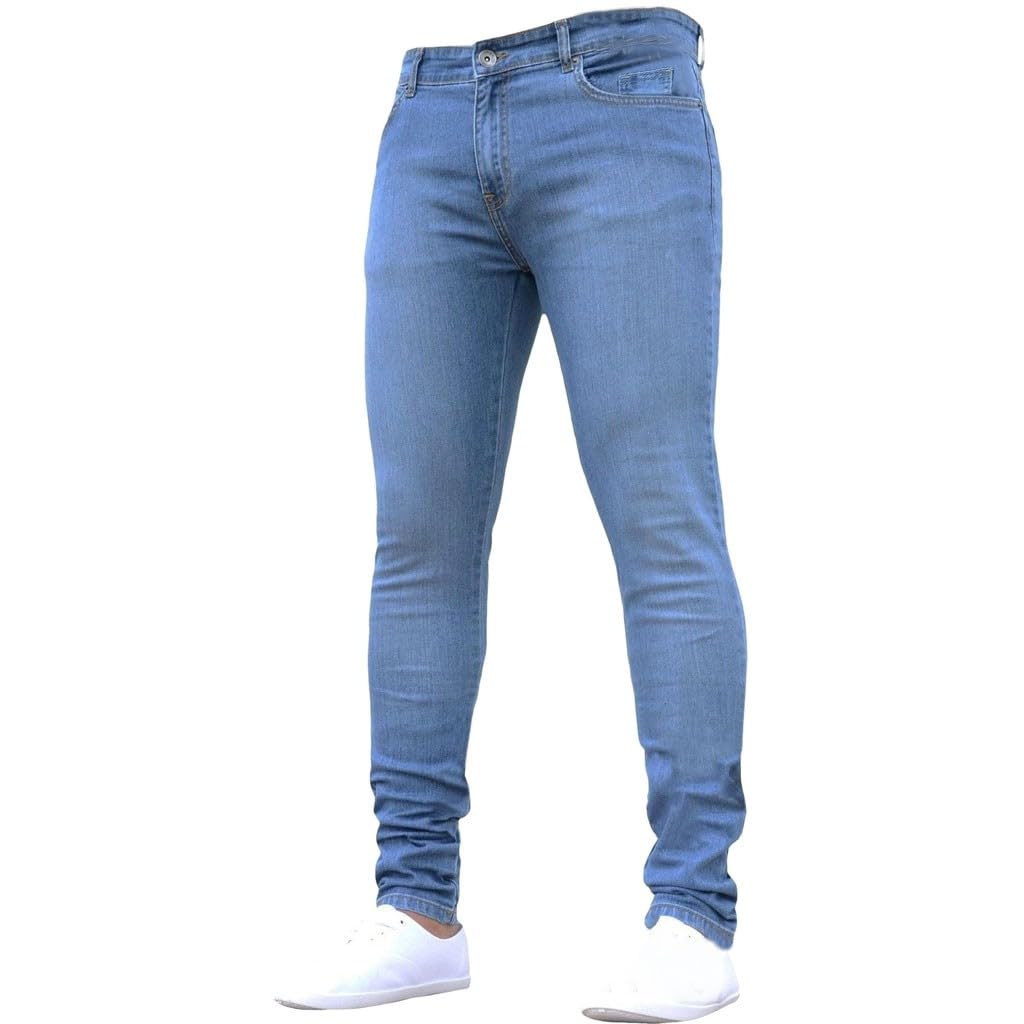 GenericMens Skinny Jeans Stretch Denim Retro Jeans Pants All Waist Denim  Pants Straight Leg Work Denim Pants Moto Biker Jeans Distressed Denim Jeans