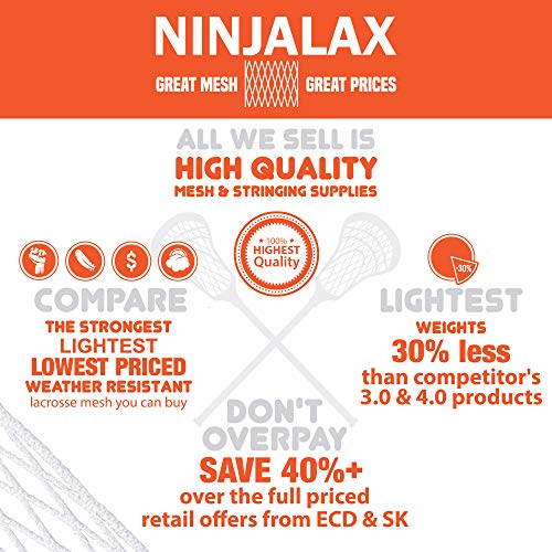 Ninjalax - Superlight Lacrosse Mesh & Stringing Kit - White – Combines Best of SemiSoft and SemiHard Mesh - Lighter - Delivers Fast Shots - More Control - Better Feel - Thumbnail 2