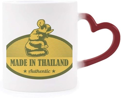 Cultura de aduanas tailandesa hecha en Tailandia Taza de Morphing Taza sensible al calor del corazón rojo