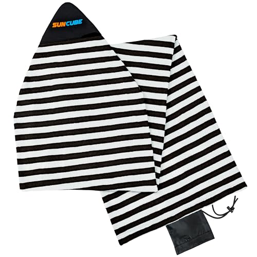 SUN CUBE Surfboard Sock Cover, Prevents Wax in Car, Stretchy Protective Surf Bag for Shortboard...