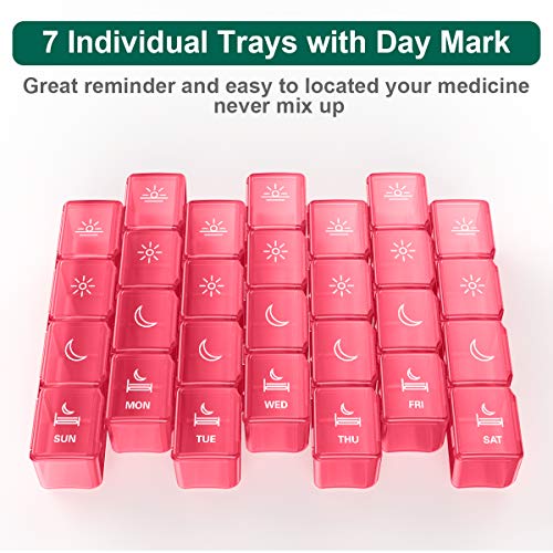 Image of XL Pill Organizer 4 Times a Day, BUG HULL Extra Large Weekly Pill Box Case, 7 Day Vitamin Container Daily Pill Holder for Cod-Liver Oil, Vitamins, Supplements