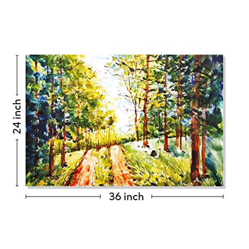 Image of RANGOLI 100% Cotton Stretched Canvas Painting 400 GSM, Framed Modern Art Forest Landscape Canvas Abstract Wall Art for Living Room, 3D Paintings for Wall Decor (24 x 36 Inch With Frame)