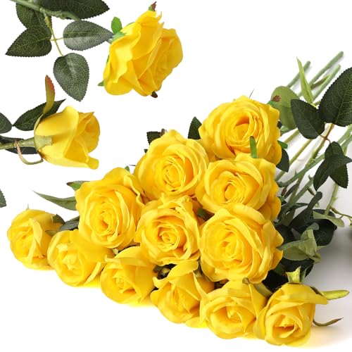 Hawesome 12PCS Artificial Silk Flowers Realistic...