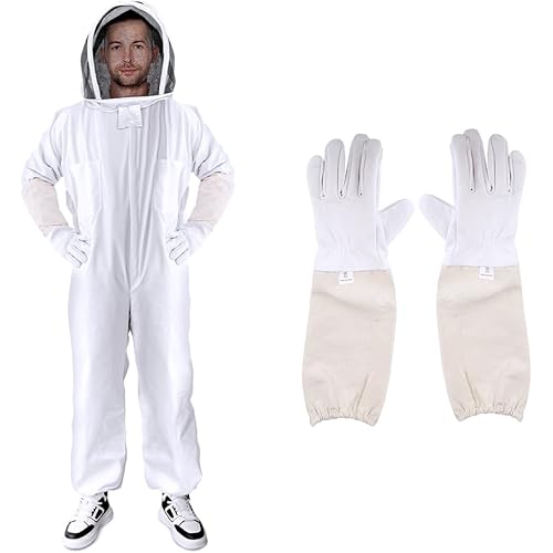 Bee Suit Professional Beekeeper Suit for Women Men Sting Proof,Ventilated Fence Mask,Matching Strong,Sheepskin Gloves