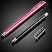 Bargains Depot (2 Pcs) [New Upgraded][0.18-inch Small Tip Series] 2-in-1 Stylus/Styli 5.5-inch L with 10 Replacement Rubber Tips -Black/Pink