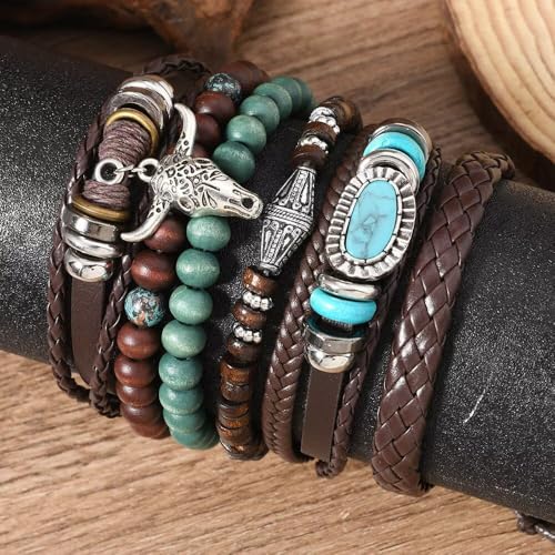 Western Bracelets Set Cowgirl Turquoise Beaded Stretch Bracelets Vintage Stackable Bangles Boho Jewelry Gifts for Women Country Concert Cowgirls4