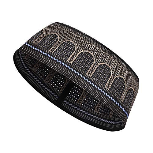 Image of Men Muslim Prayer Kufi Hat Prayer Headwear Cap Islamic Beanie Skull Cap Embroidery Kofia Topi Sun Hat