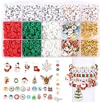 1580 Pcs Christmas Beads for Jewelry Making, Alphabet Letter Beads for Bracelets Making Kit, Clay Beads Charms for Girls Kids Necklace Making Jewelry DIY Crafts