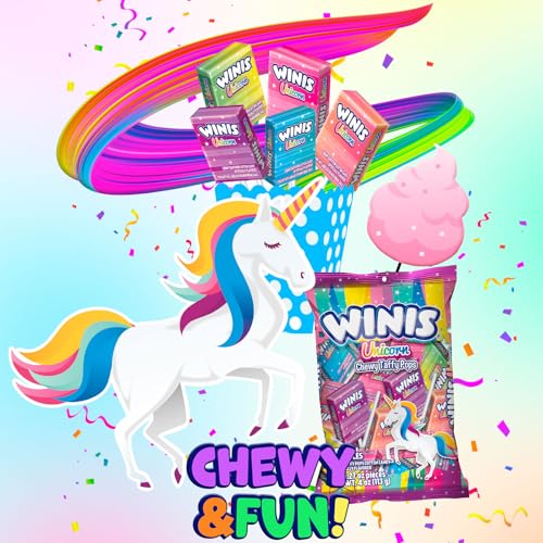 image for Winis Unicorn | Chewy Taffy Pops | Cotton Candy Flavored | Sharing Siz