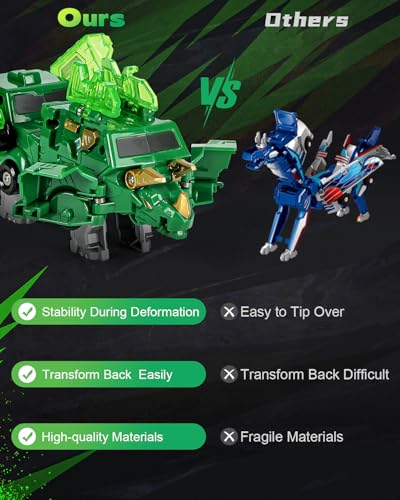 Image of Collision Transforming Dinosaur Car Toys, 2 in 1 Magnetic Car Transform into Dinosaur Toys, Dino Robot Toy, Deformation Car Birthday Easter Party Gifts for Kids Boys Girls, Green
