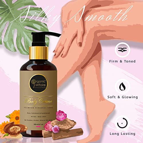 Image of Organic Affaire All Natural Body Lotion (All Skin) Rose, Calendula, Sandalwood, Jojoba & Shea Butter | Free from Paraben, Mineral Oils, Alcohol & Sls 200ml