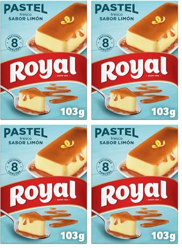 Royal Pastel Fresco Limón, Preparado en Polvo Sin Horno 8 Raciones, Pack 103 g (Paquete de 4)
