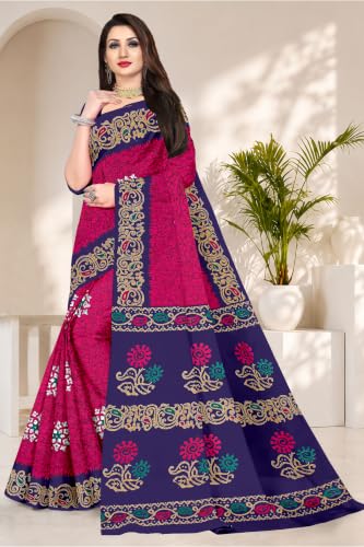 Image of TAMAIRA FASHION Mulmul Pure Cotton Saree For Woman Batik Printed |Office Wear Daily Wear Sarees For Women Without Blouse Piece