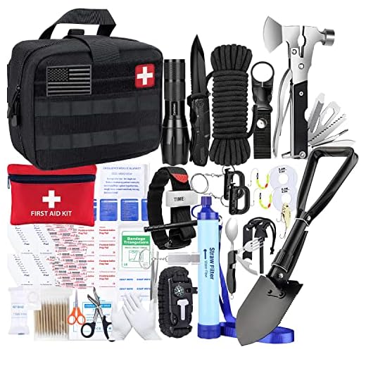 Survival Kits Camping kit - Tactical Gear Accessories Molle Attachments Survival Kit EDC Military First Aid Kit Emergency Bugout Bag Gifts for Men Carlebben