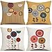 LAXEUYO Juego de 4 Cojin Fundas 45x45 cm, Flor Abstrakte Algodón Lino Decorativa Hogar Almohadas Fundas para Sofá Cama Decoración para Hogar