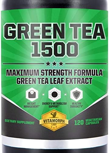 Vitamorph Labs Green Tea 1500 - Egcg Green Tea Extract Supplement, Maximum Strength Egcg Green Tea Extract Capsules for a Metabolism Boost and Daily Energy 120 Vegetarian Capsules