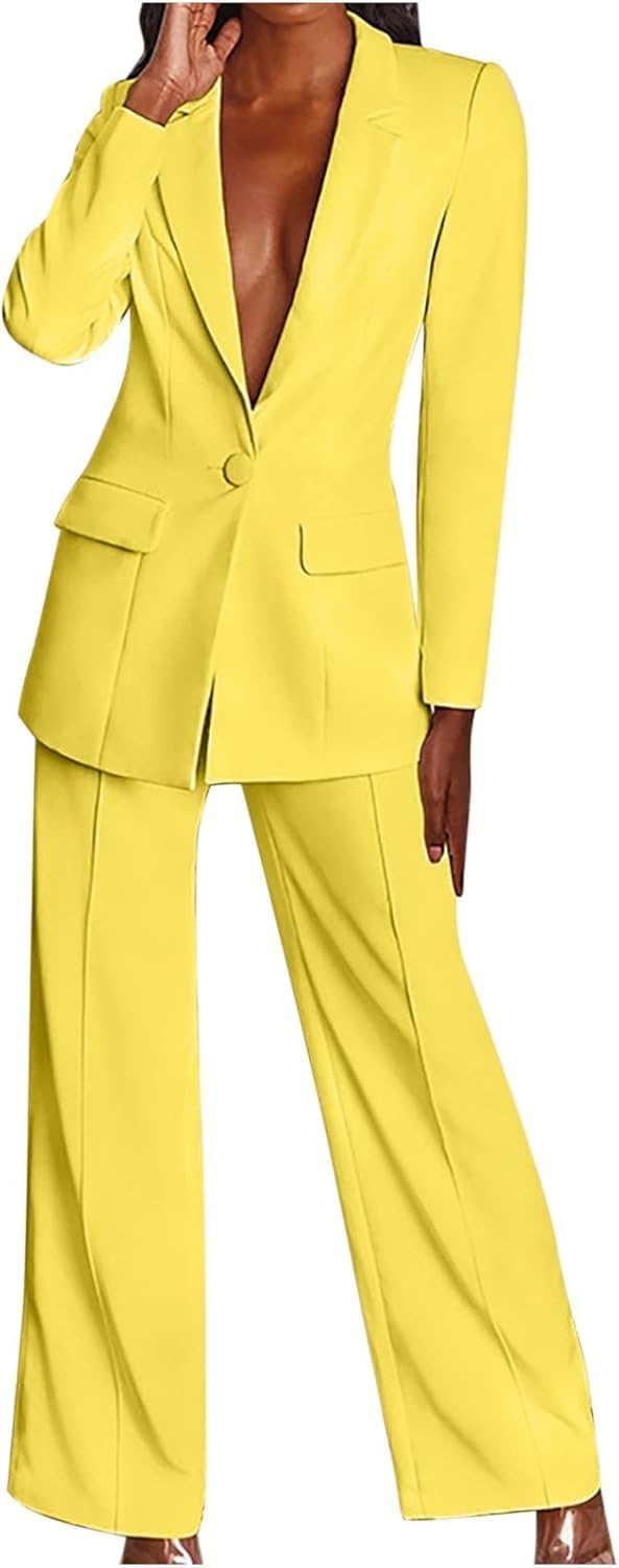 Yancremio Blazer à la Mode pour Femmes Printemps et Automne Blazer décontracté Monochrome à Manches Longues à Double Boutonnage Blazer élégant à Revers pour Femmes (Beige,S