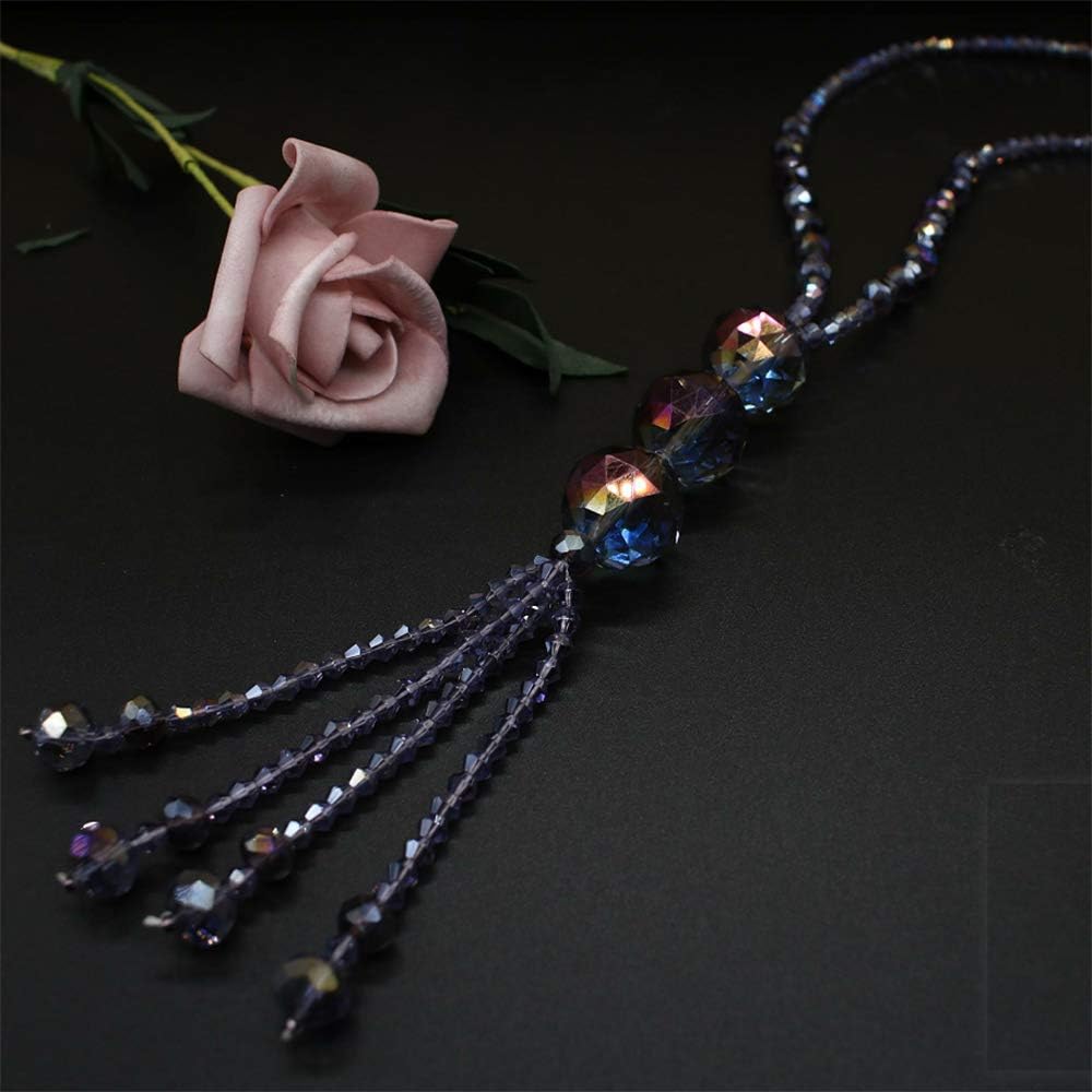 ABJFJE Hand Knotted Beads Endless Long Statement Necklace Glass Beads Ball Long Beaded Tassel Necklace Fashion Jewelry for Women Gift