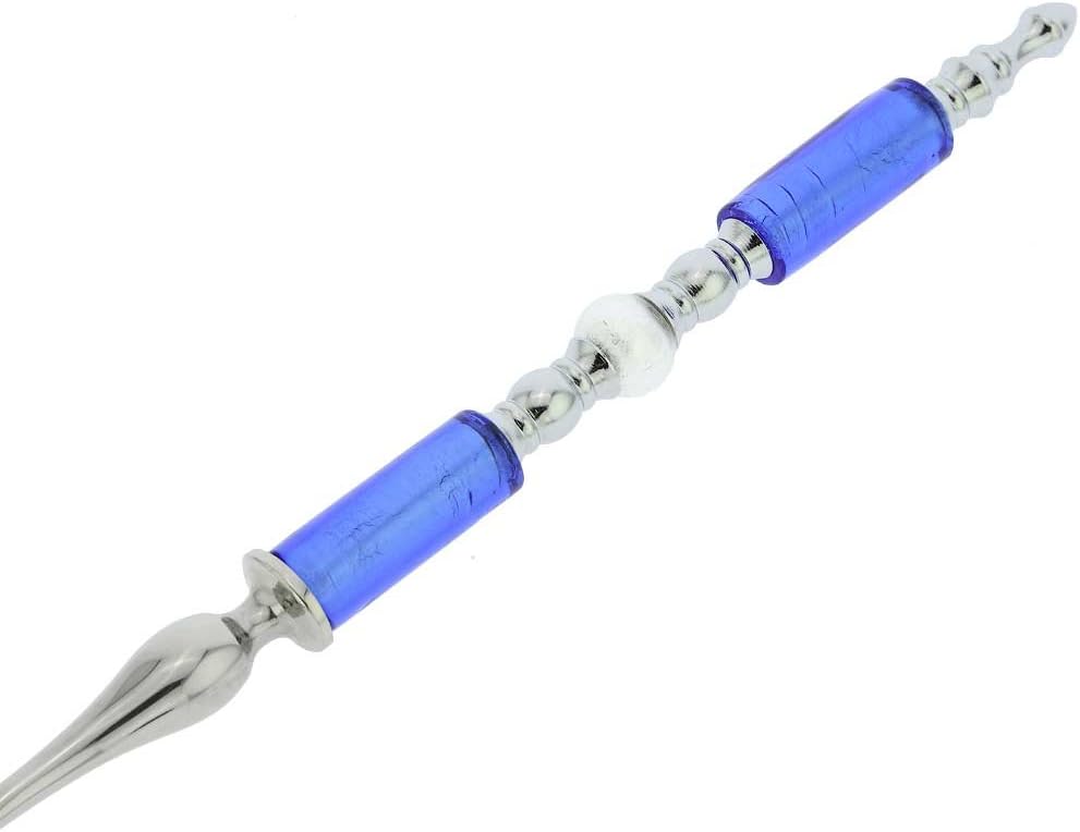 Glass Of Venice Italian Murano Glass Salad Fork - Silver Blue