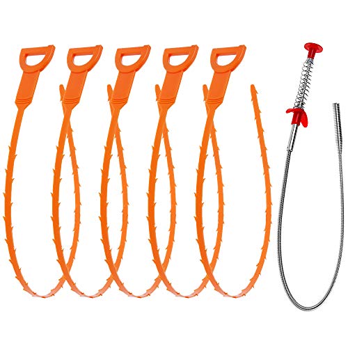 Vastar 6 in 1 Drain Snake Hair Drain with 5 Packs Drain Auger
