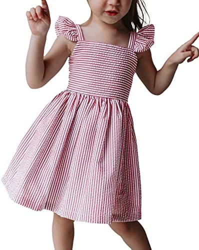 Saodimallsu Summer Clothes Kids Vacation Sundresses for Toddler Spaghetti Straps Spring Outfit for Girls Red 7-8 Years