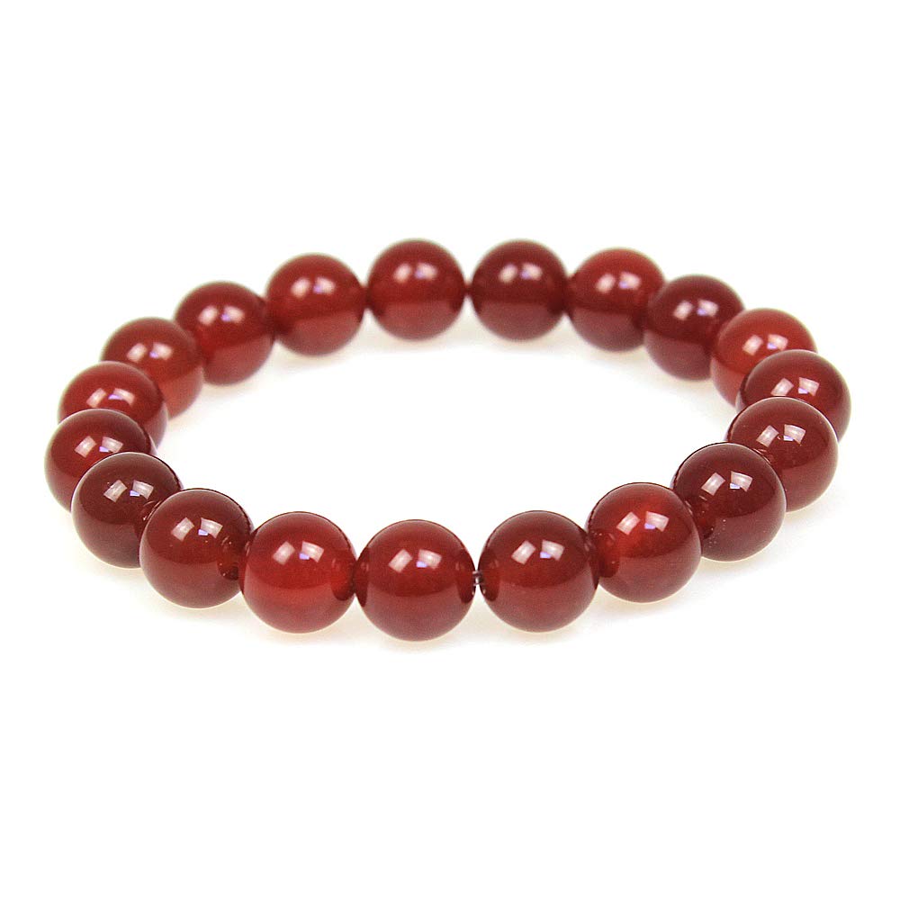 Ausgewähltes Armband für Damen und Herren, 10 mm, rote Achat-Perlen, elastisch, Naturstein, Yoga-Armband