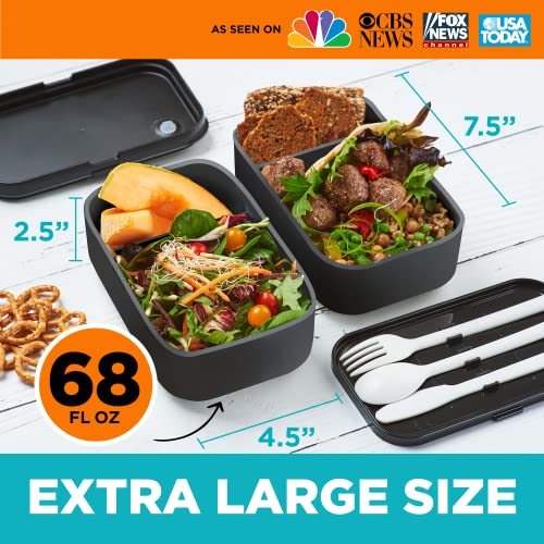 Karrico Xl Bento Box Adult Lunch Box | 68 Fl Oz Larger Size For Adult Portions | 100% Leakproof | Work Lunch Portion Control | Bpa Free Microwave & Dishwasher Safe #TOP4