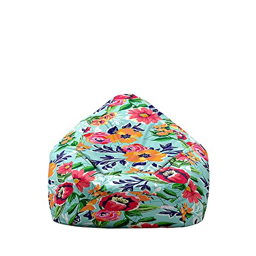 Fasbuy Puff 3D Flores, Puff Gigante sin Relleno, Salon Bean Bag para Almacenaje, Puf Sofa de Color para Adultos y Niños Exteriores y Interiores (Aguamarina,130x150cm)