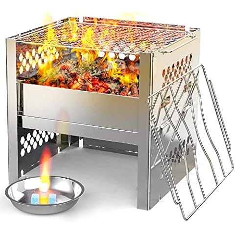 Camping Holzofen, Hobo Kocher für Outdoor Grill Klappbar Tragbarer und Winddicht für Wanderungen im Freien Picknick-BBQ Cover