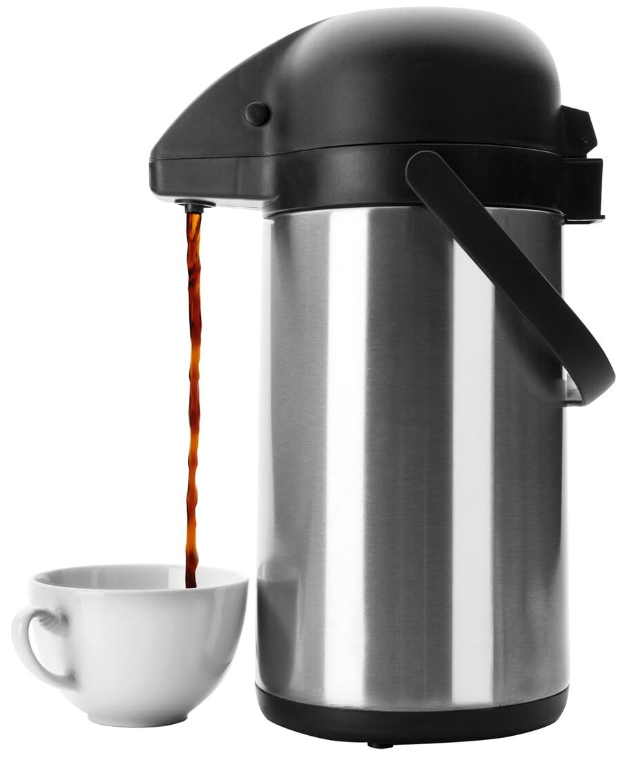 Thermos Airpot 3L Inox 18/10, Resistente e Isolante, Ideale per Mantenere Bevande Calde o Fredde per Ore.