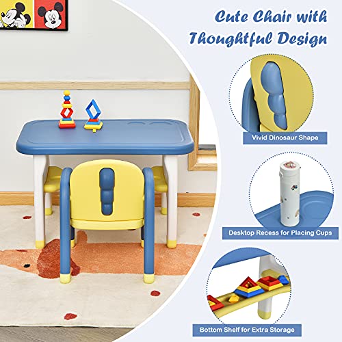 Costzon-Toddler-Table-and-Chair-Set-Cute-Dinosaur-Children-Activity-Art-Sturdy-Desk-Set-wStorage-Rack-Montessori-Toys-Building-Blocks-Kids-Table-and-Chair-for-Baby-Boys-Girls-Blue Costzon Toddler Table and Chair Set Cute Dinosaur Children Activity Art Sturdy Desk Set wStorage Rack Montessori Toys Building Blocks Kids Table and Chair for Baby Boys Girls Blue
