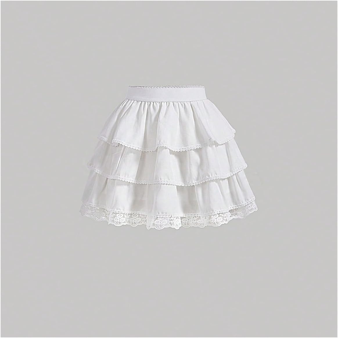 Women's Contrast Lace High Waisted Layered Skirt Flowy Casual Mini Skirt - Image 5
