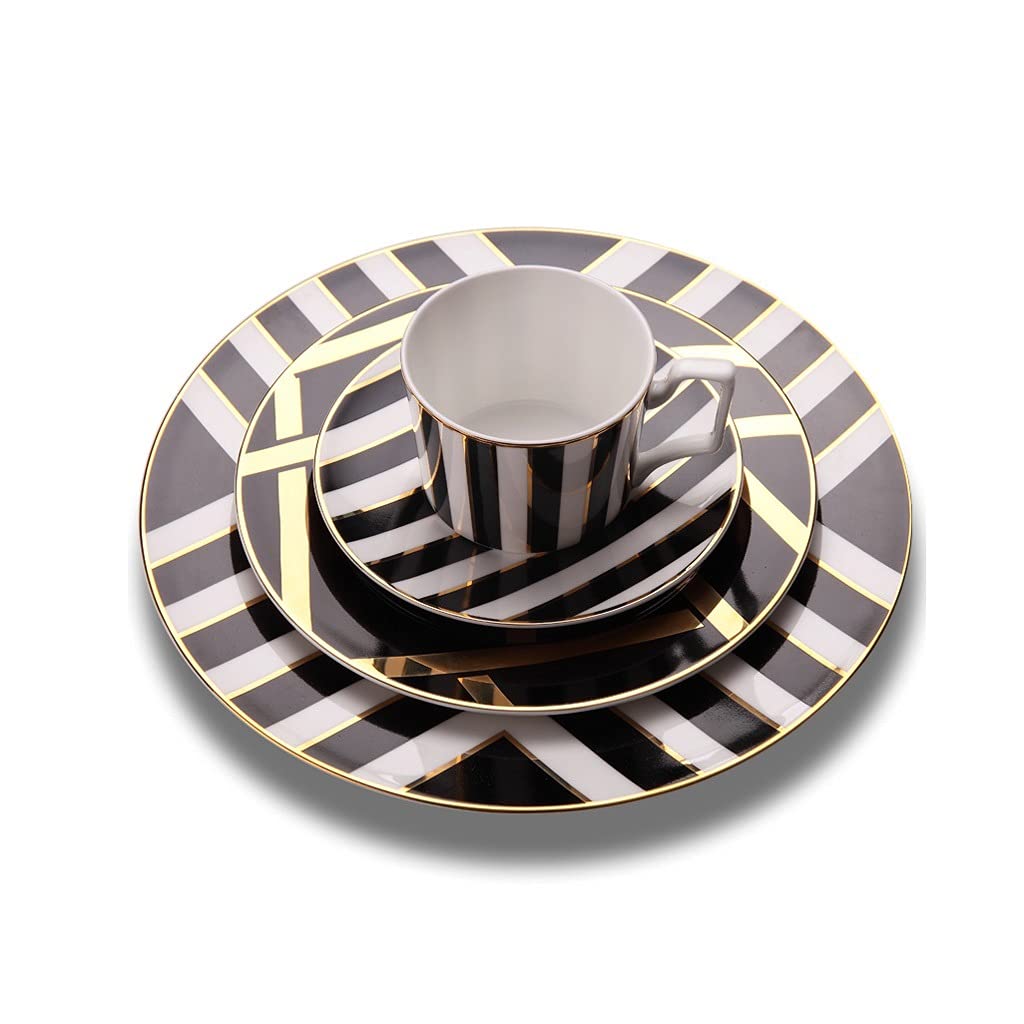 Tyuhduyur Service Plate Set Bone China Dinner Plate Coffe Cup Saucer Coffeeware Dinnerware Dessert Tray Kitchen Supplies