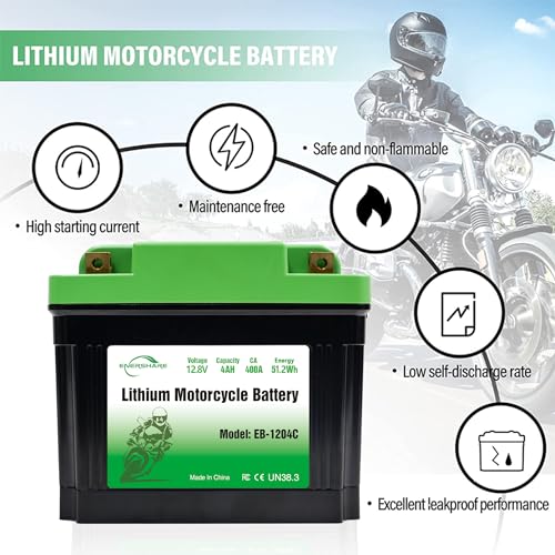 Image of Lithium Motorcycle Battery,400A 110cca Lightweight 12.8V 4AH Powersport Battery,for Motorcycle,ATV,UTV,PWC,Scooter,Jet Ski,Quad,4 Wheeler,Lawn Mower,Tractor,Scooter